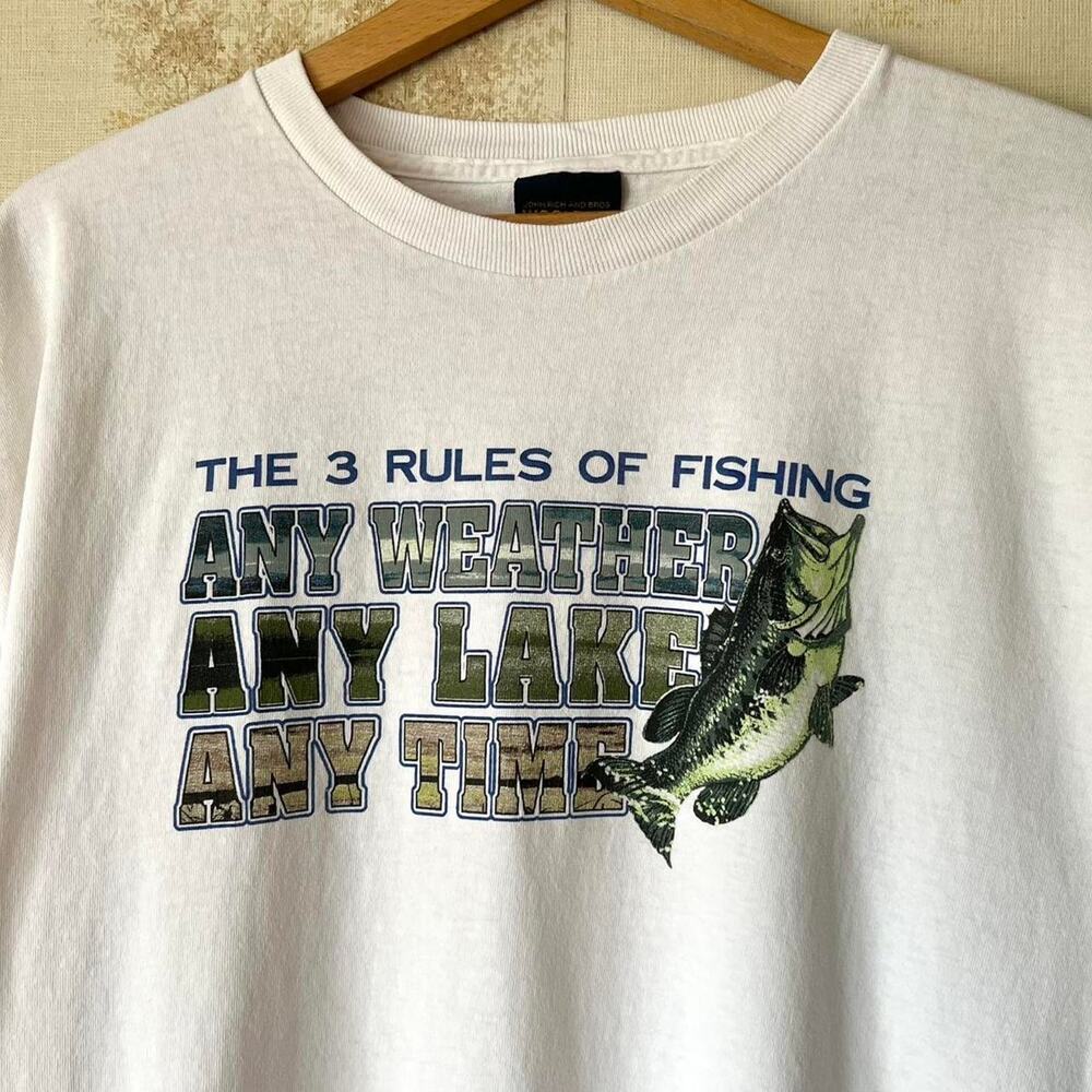 Vintage 90s Woolrich T-Shirt | 3 Rules of Fishing Bass | Made In USA | Size XL